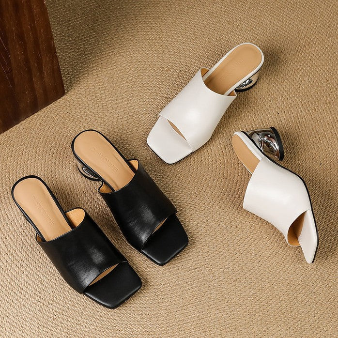 VIELLE | Mules en cuir Curve avec talon