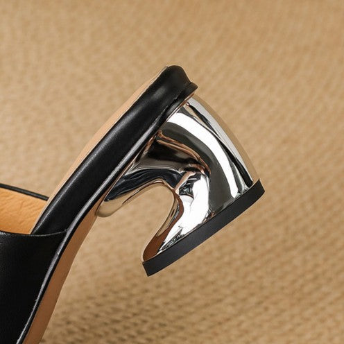 VIELLE | Mules en cuir Curve avec talon