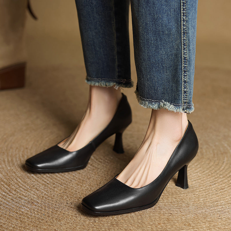 ELVIERA | Escarpins en Cuir Carrés