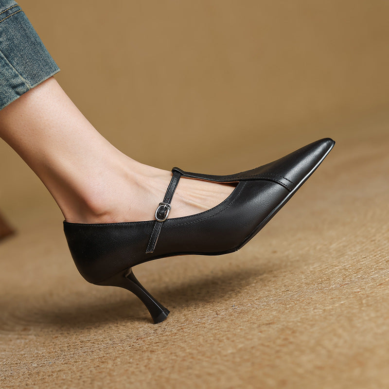 AVELINE | Pompes à T-Riemen en Cuir