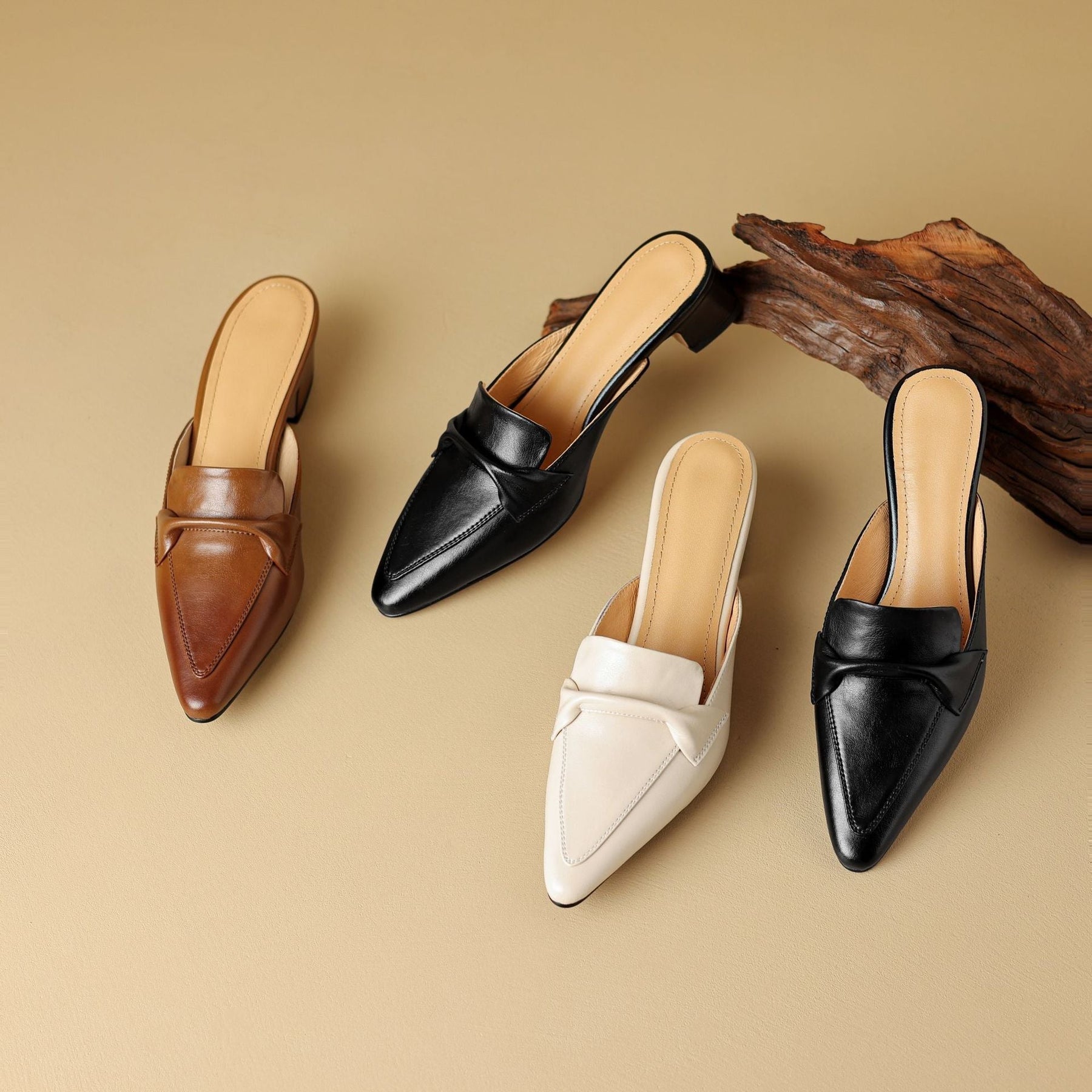 MARLOE | Mules en cuir à bout pointu