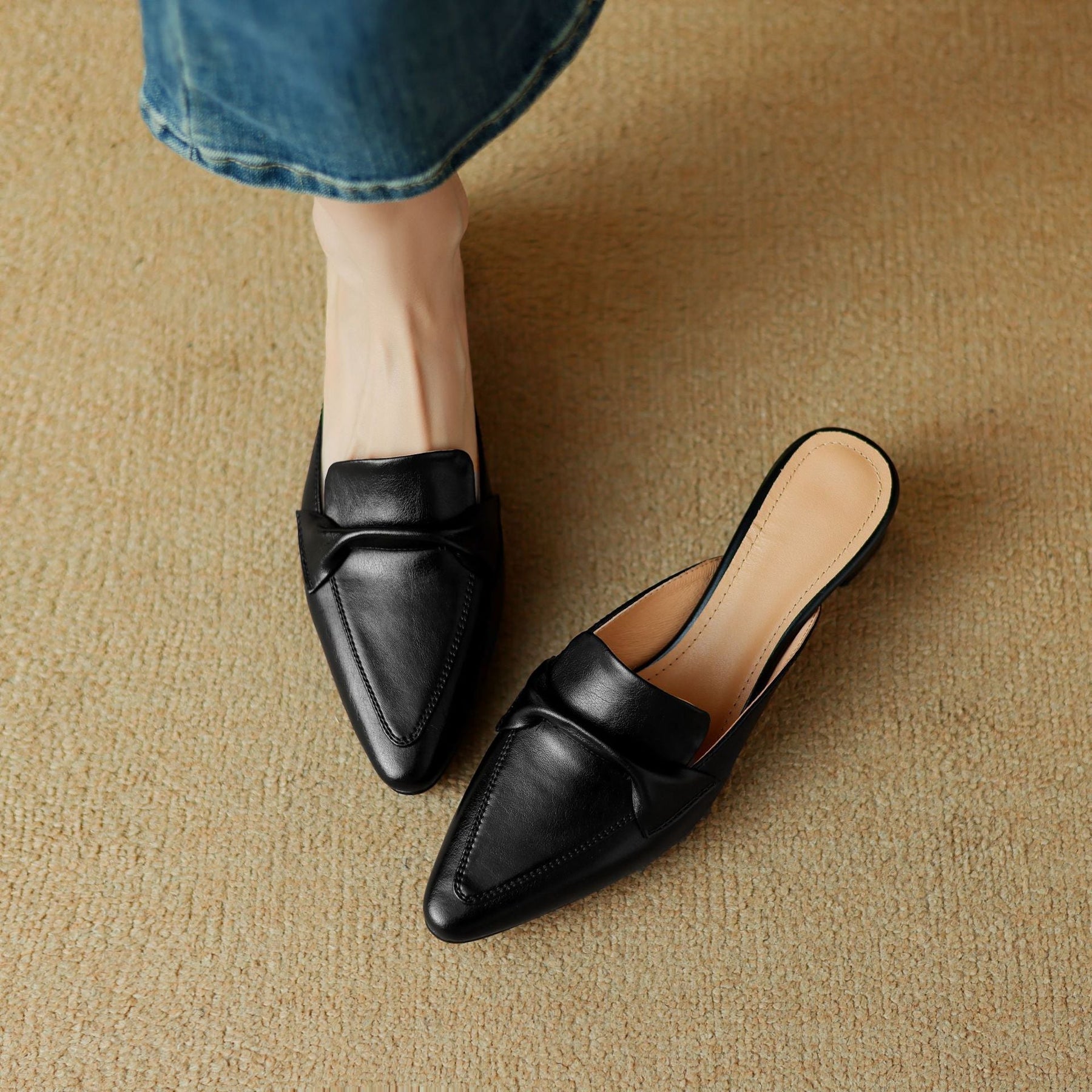 MARLOE | Mules en cuir à bout pointu