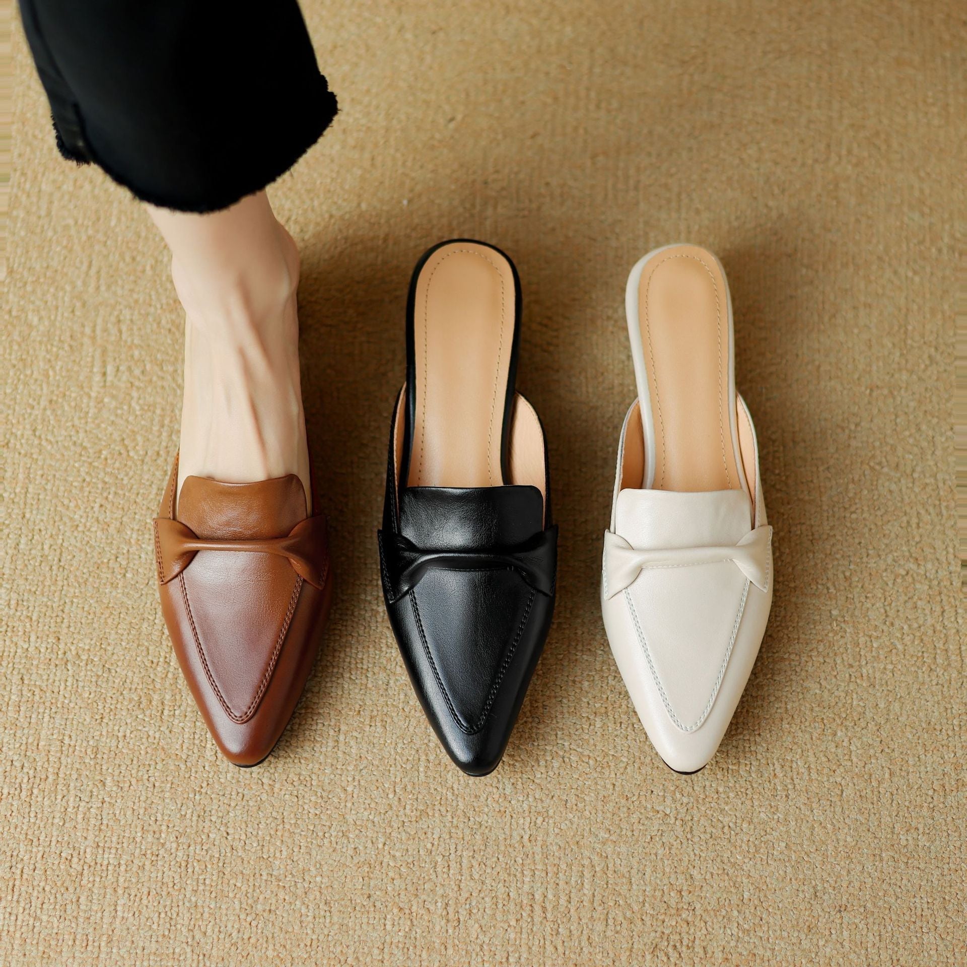 MARLOE | Mules en cuir à bout pointu