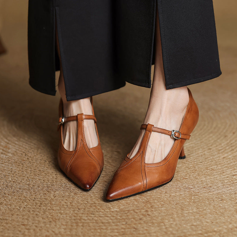 AVELINE | Pompes à T-Riemen en Cuir