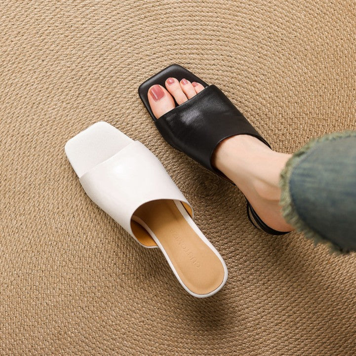 VIELLE | Mules en cuir Curve avec talon