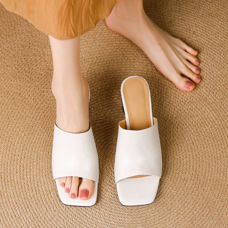 VIELLE | Mules en cuir Curve avec talon