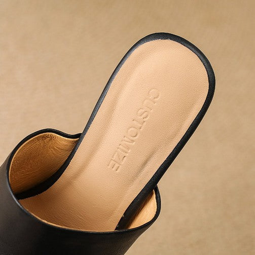 VIELLE | Mules en cuir Curve avec talon