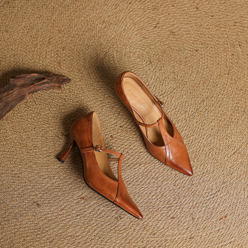 AVELINE | Pompes à T-Riemen en Cuir