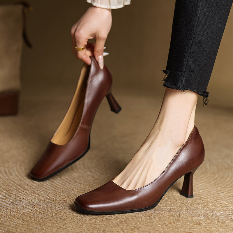 ELVIERA | Escarpins en Cuir Carrés