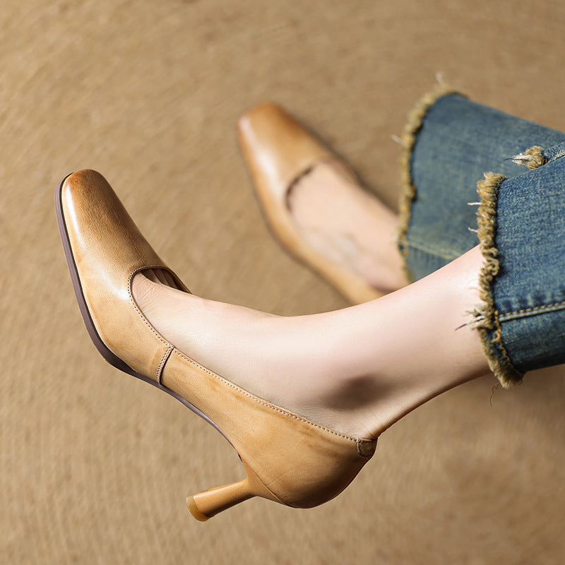 ELVIERA | Escarpins en Cuir Carrés
