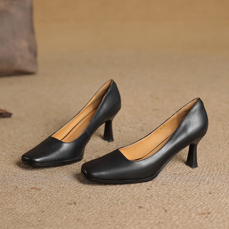 ELVIERA | Escarpins en Cuir Carrés