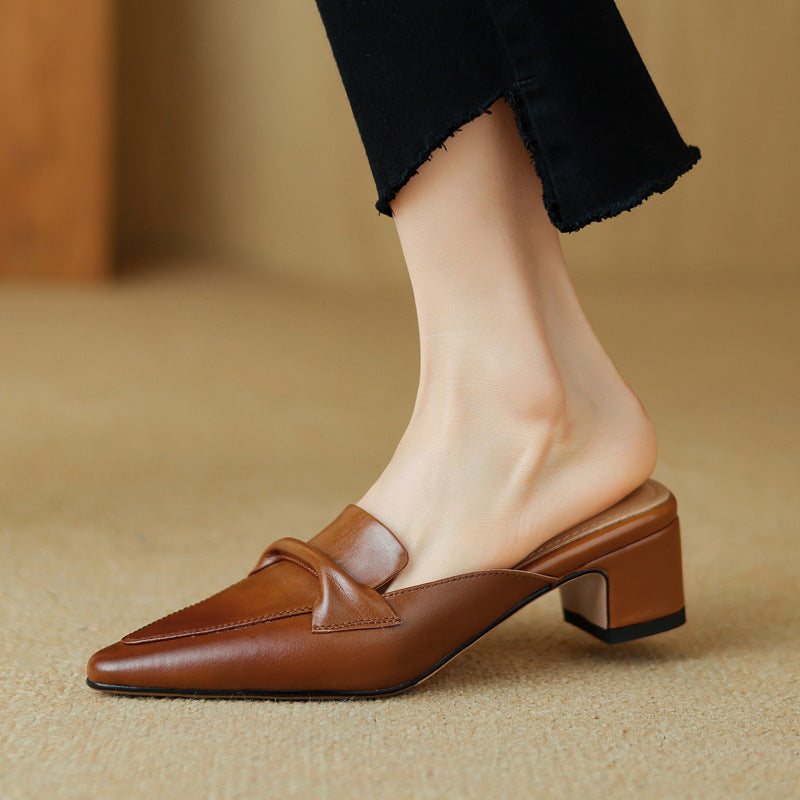 MARLOE | Mules en cuir à bout pointu