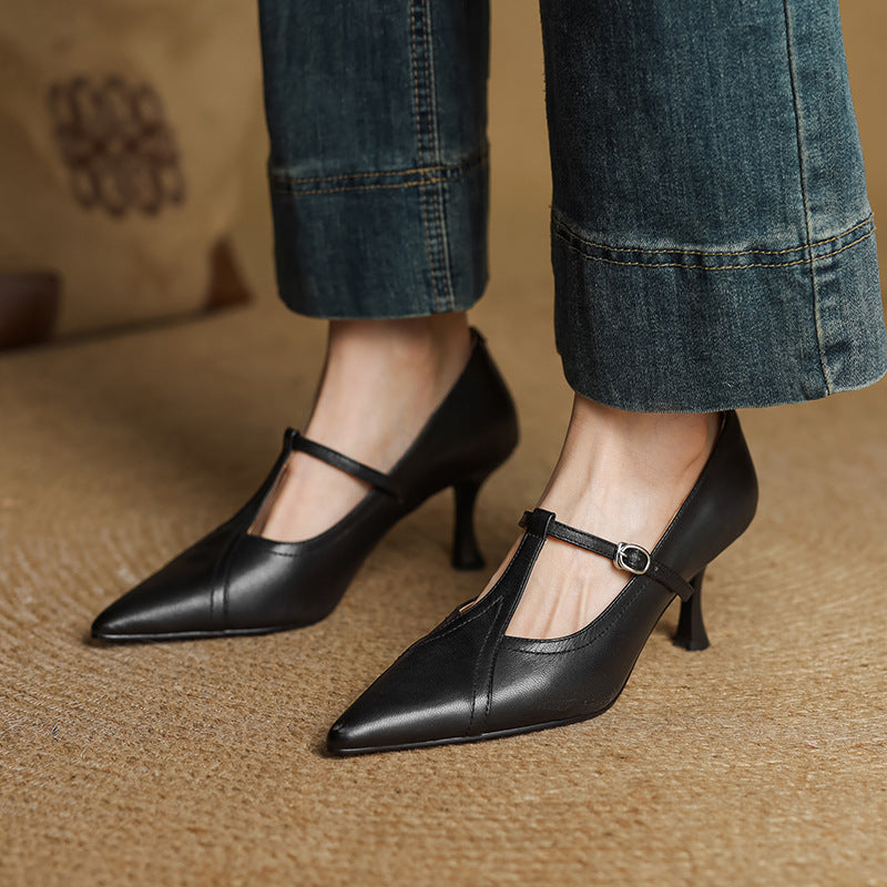 AVELINE | Pompes à T-Riemen en Cuir