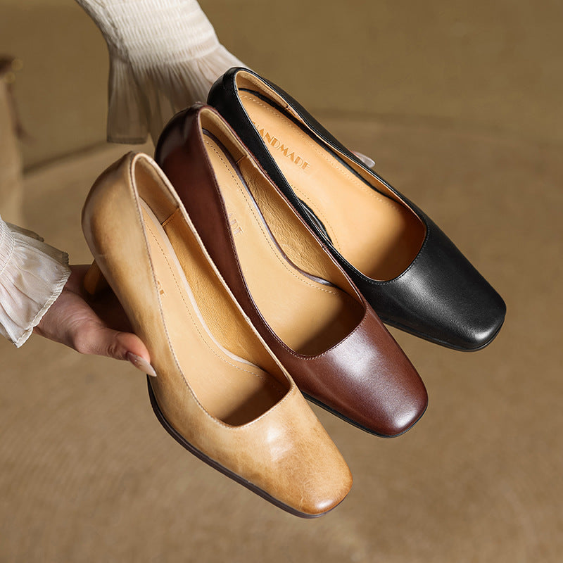 ELVIERA | Escarpins en Cuir Carrés