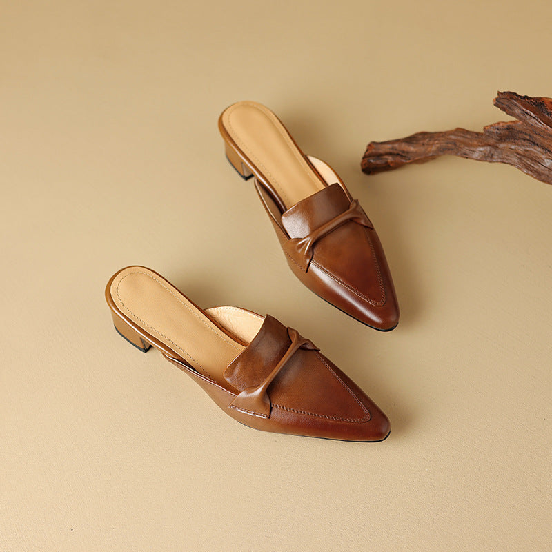 MARLOE | Mules en cuir à bout pointu