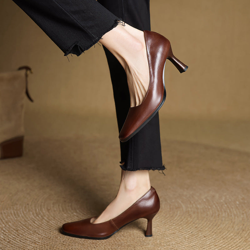 ELVIERA | Escarpins en Cuir Carrés