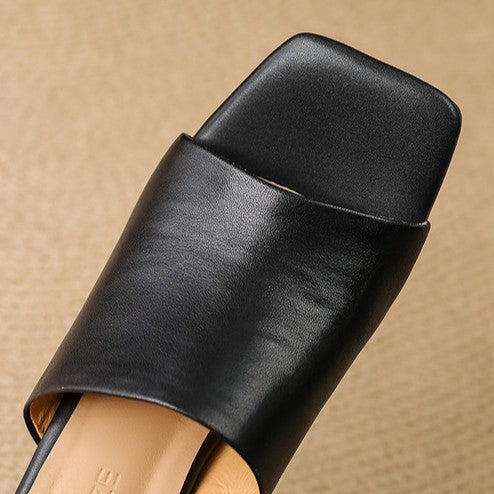 VIELLE | Mules en cuir Curve avec talon