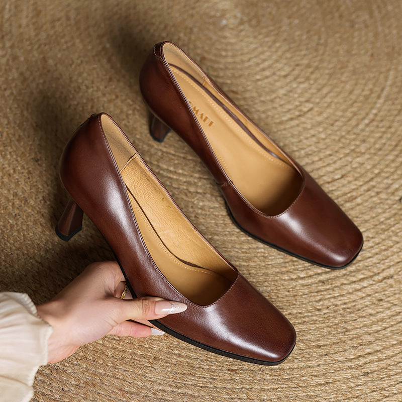ELVIERA | Escarpins en Cuir Carrés