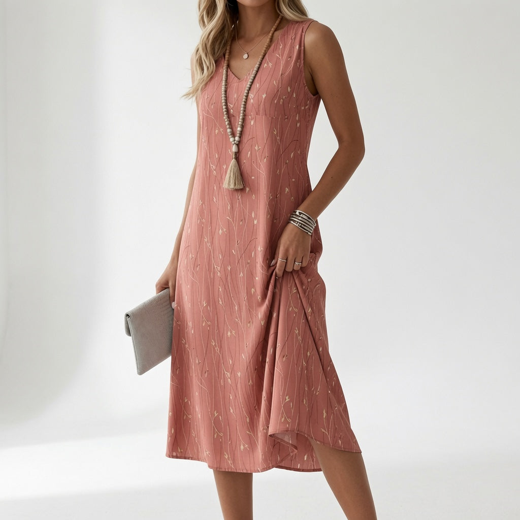 Noëlle | Robe Midi Fleurie Élégante