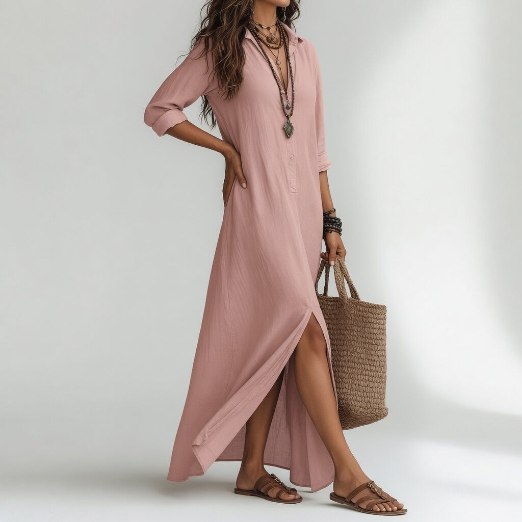 VIOLAINE | Robe longue chemise bohème élégance naturelle