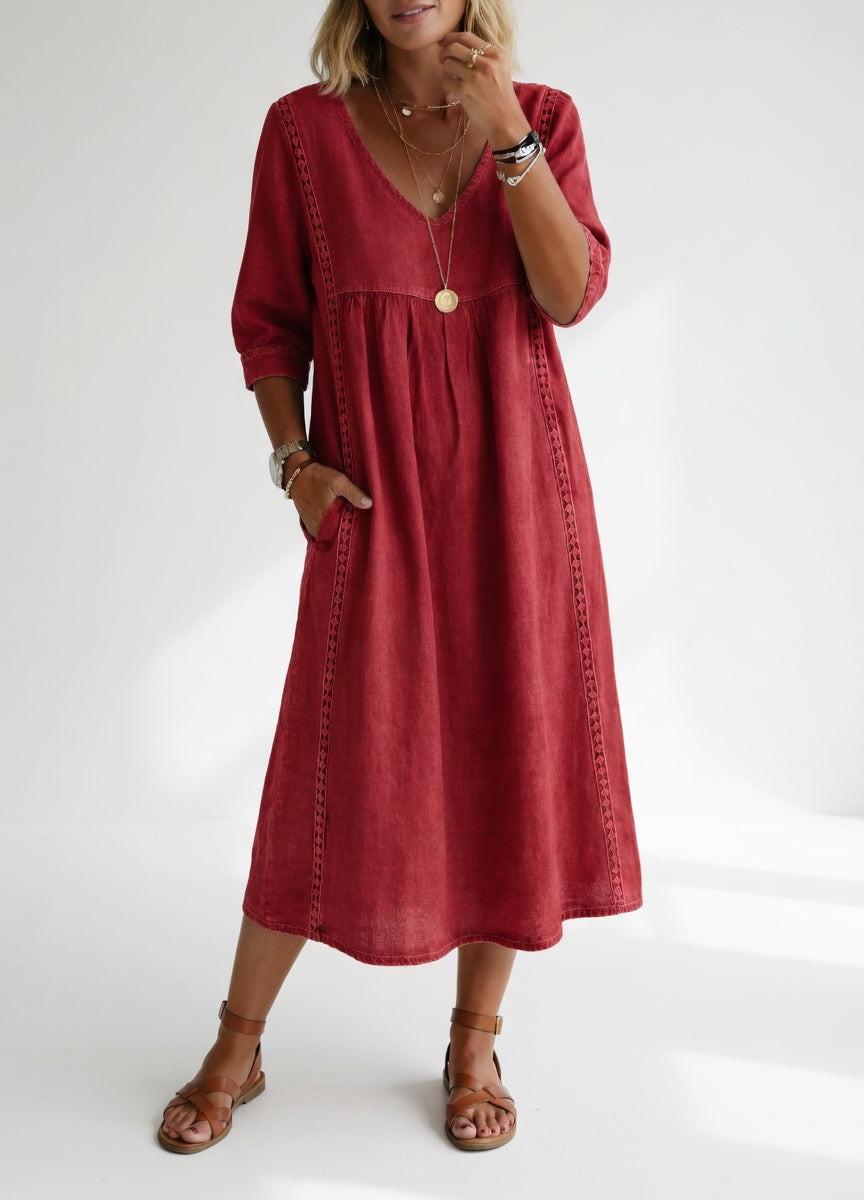 LIOREA | Robe midi fluide décontractée élégante