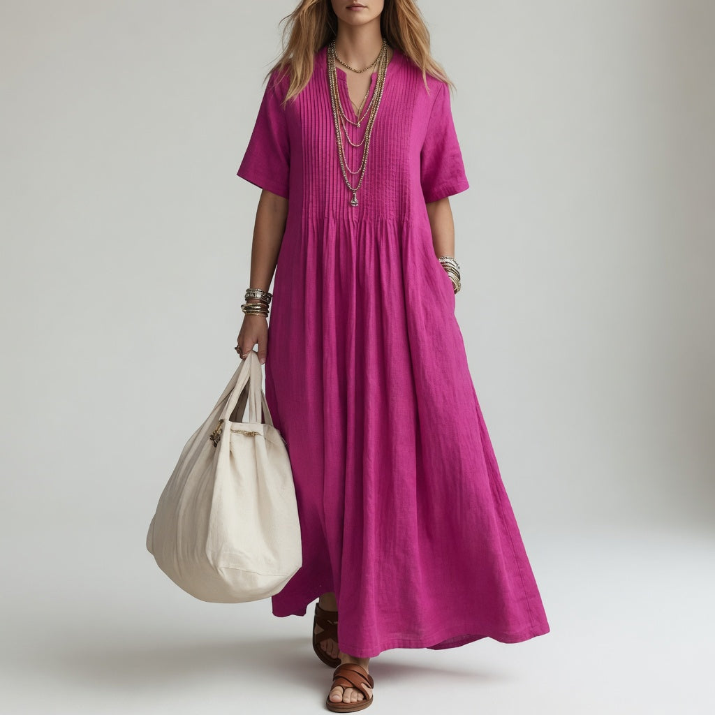 PÉLAGIE | Robe longue coton col V liberté estivale