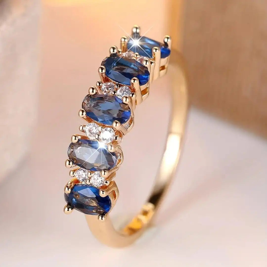 Bague en Bandes à Accent Oval Alterné