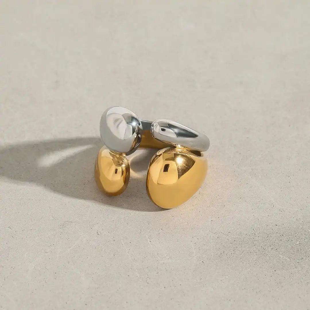 Bague Empilable en Or et Argent Bicolore