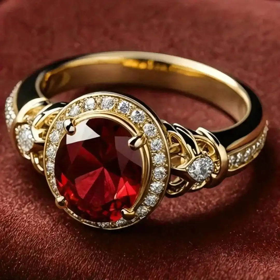 Bague Déclaration Nœud Halo en Rubis