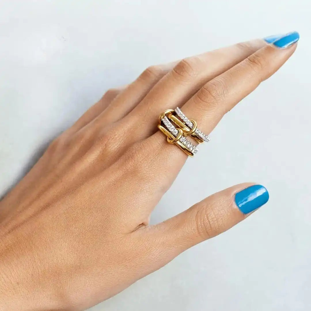 Ensemble de Bagues en Zirconia Entrelacées