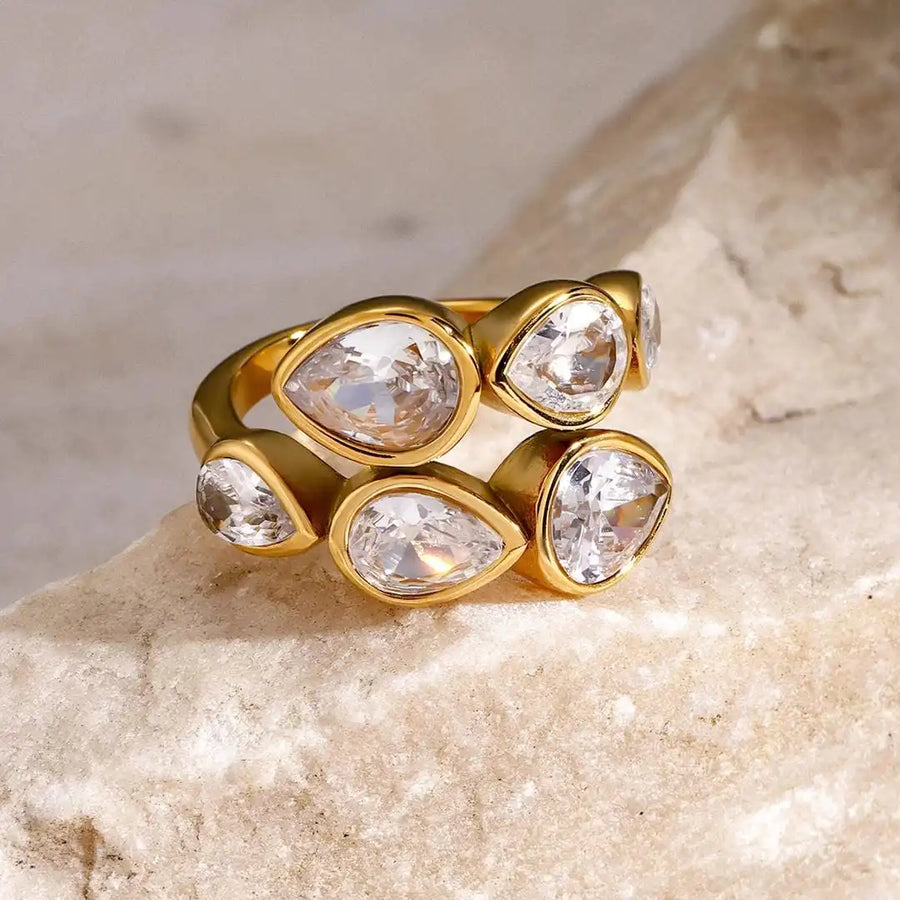 Bague Cluster Goutte d'Eau à Cinq Pierres