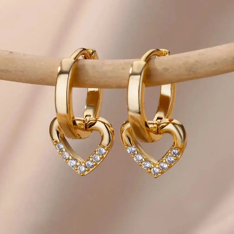 Boucles d'oreilles en cœur de zirconium creux