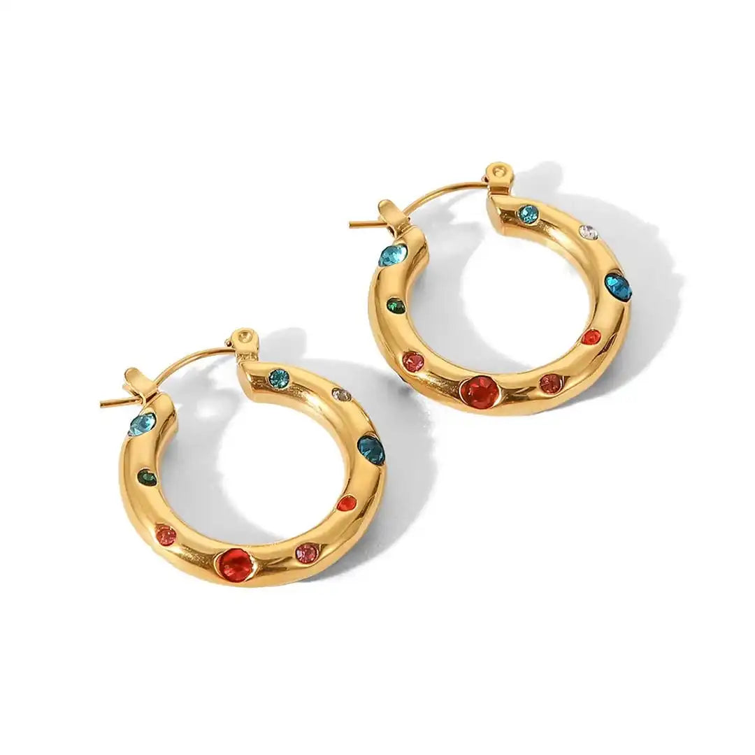 Boucles d'oreilles créoles en zircon doré scintillant