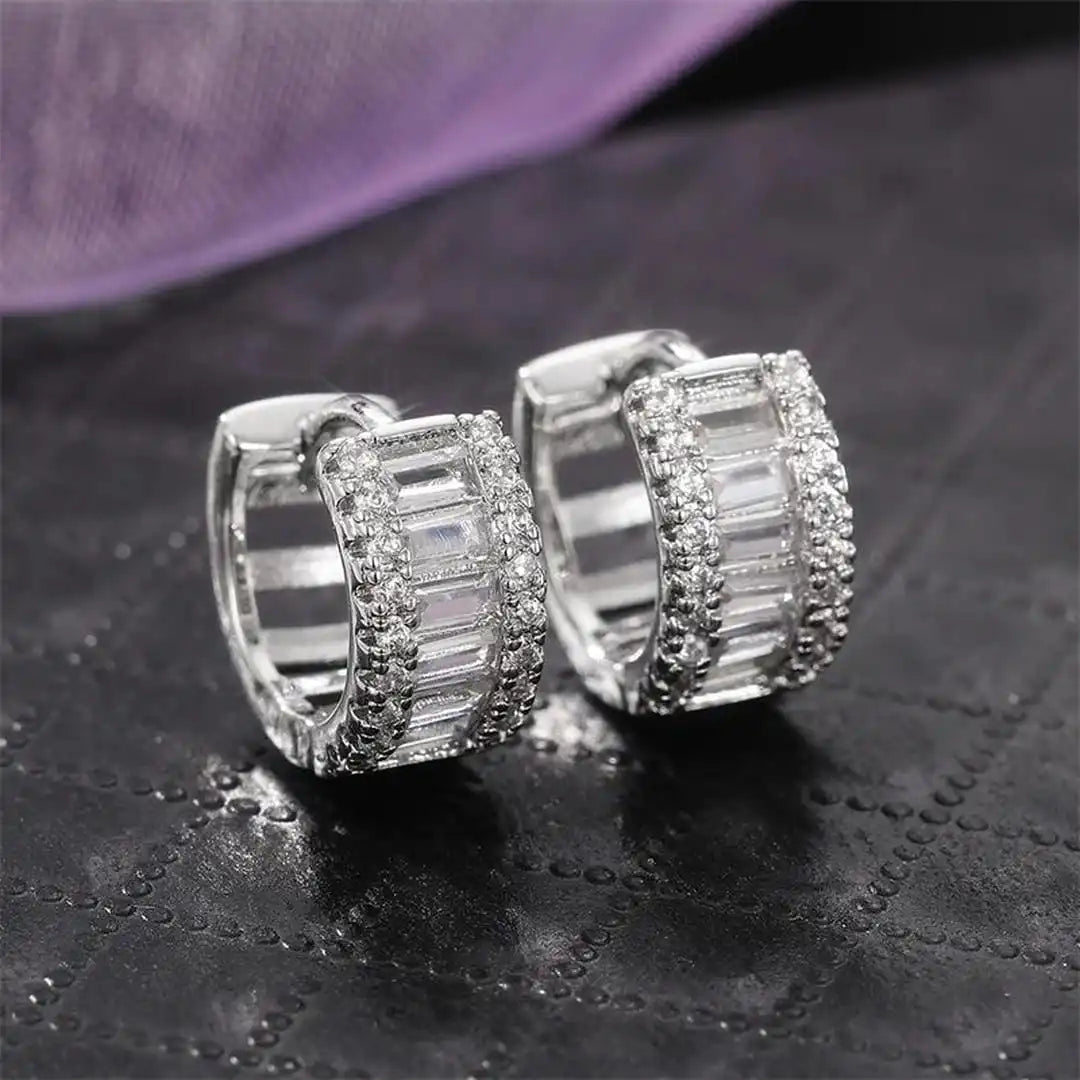 Boucles d'Oreilles Créoles Mini Baguette Zirconia