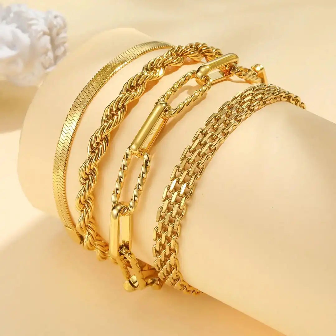 Bracelet Empilable Ensemble de Perles Dorées