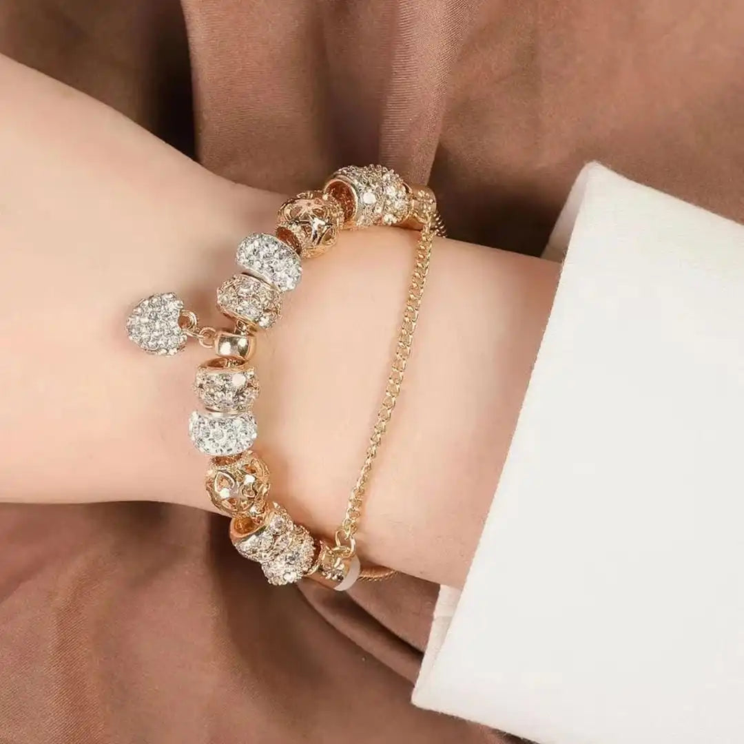 Bracelet en Cœur Doré Épais