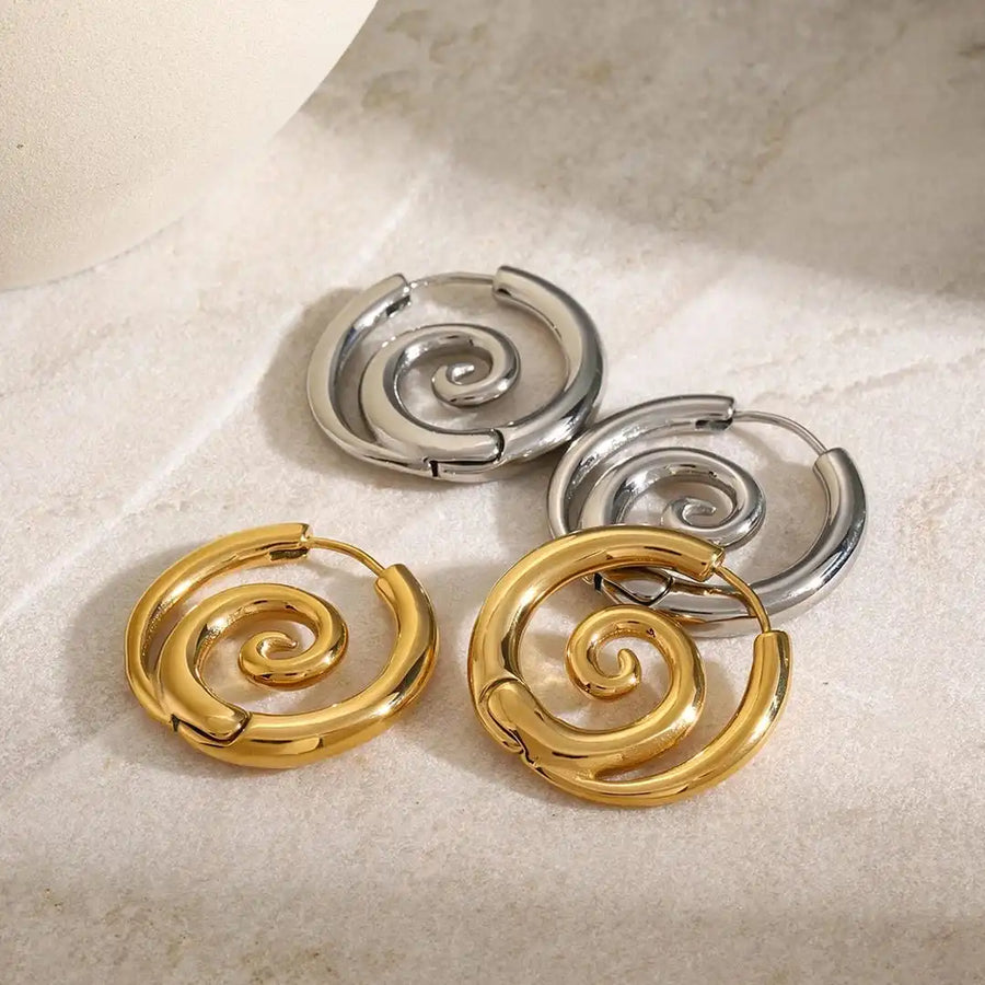 Boucles d'Oreilles Spirale en Or Intemporel