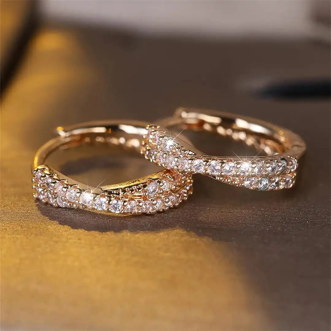 Boucles d'Oreilles Créoles en Zirconia Vintage