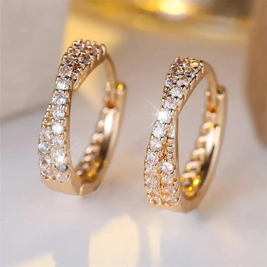 Boucles d'Oreilles Créoles en Zirconia Vintage
