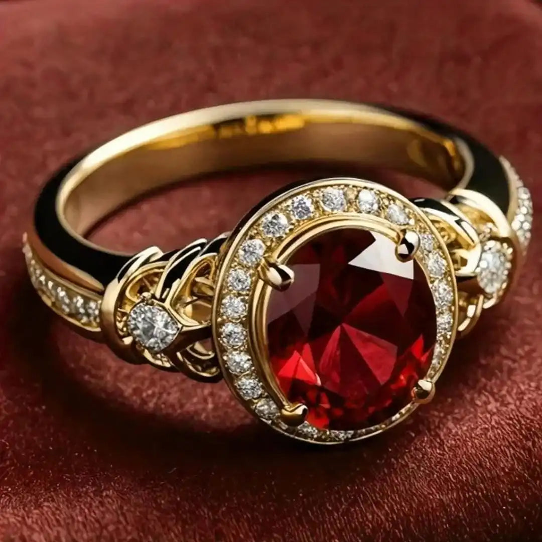 Bague Déclaration Nœud Halo en Rubis