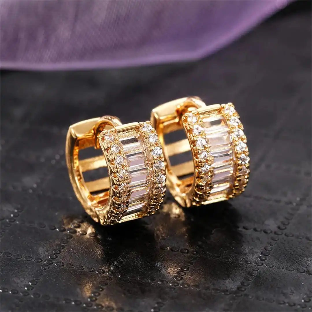 Boucles d'Oreilles Créoles Mini Baguette Zirconia