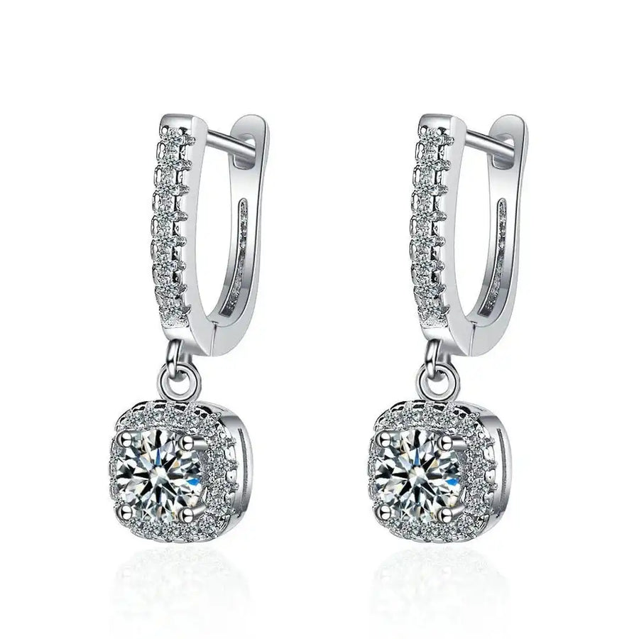 Boucles d'oreilles en or blanc classique avec pierre