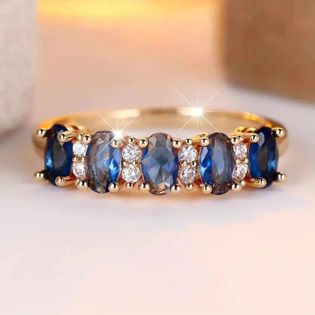 Bague en Bandes à Accent Oval Alterné