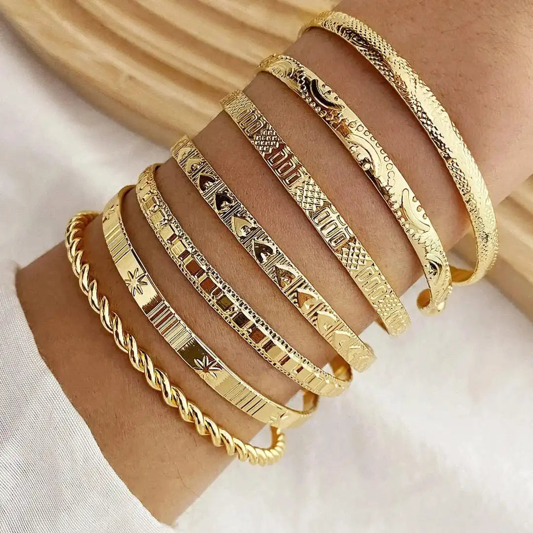 Bracelet en Bangle Ouvert en Or - Ensemble de Bracelets de Resort