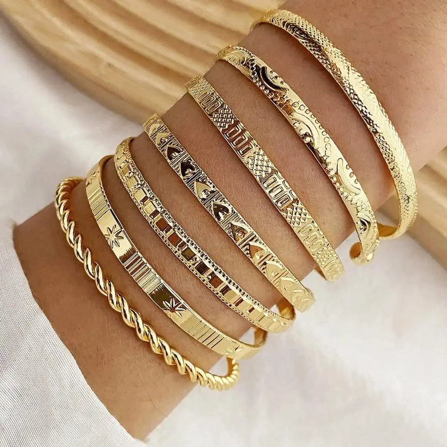 Bracelet en Bangle Ouvert en Or - Ensemble de Bracelets de Resort