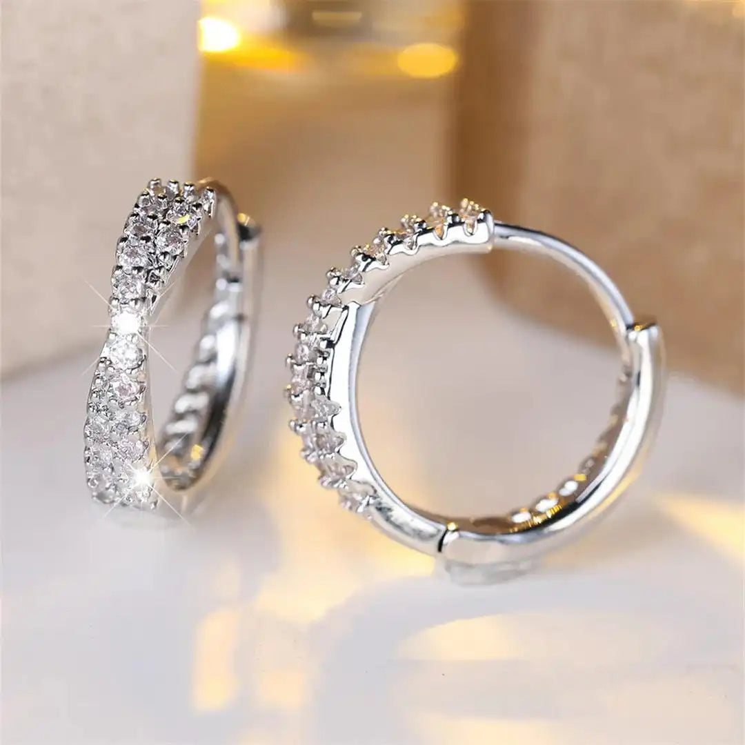 Boucles d'Oreilles Créoles en Zirconia Vintage