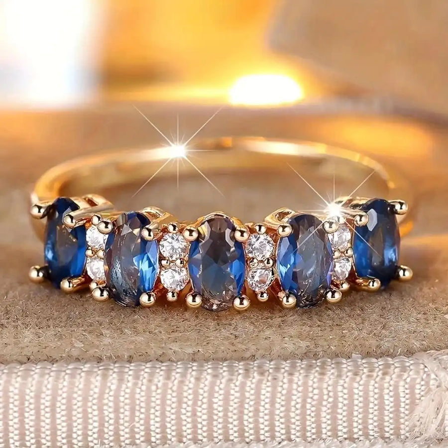 Bague en Bandes à Accent Oval Alterné