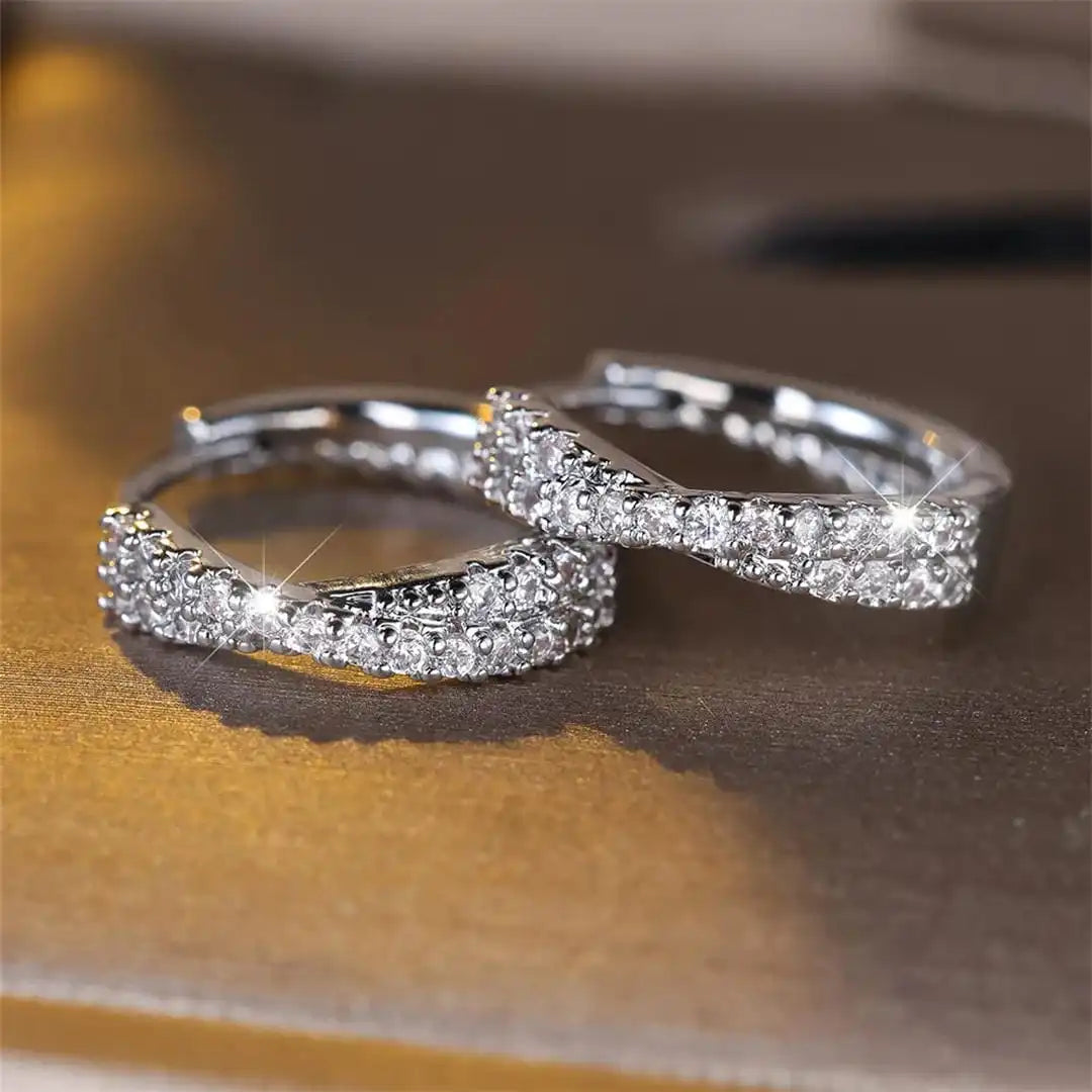 Boucles d'Oreilles Créoles en Zirconia Vintage