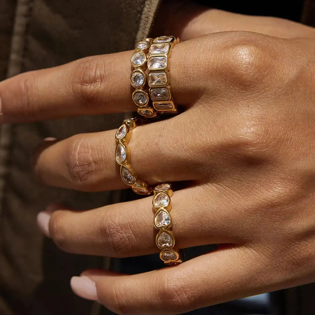 Ensemble de Bagues Zirconia Baguette Variété