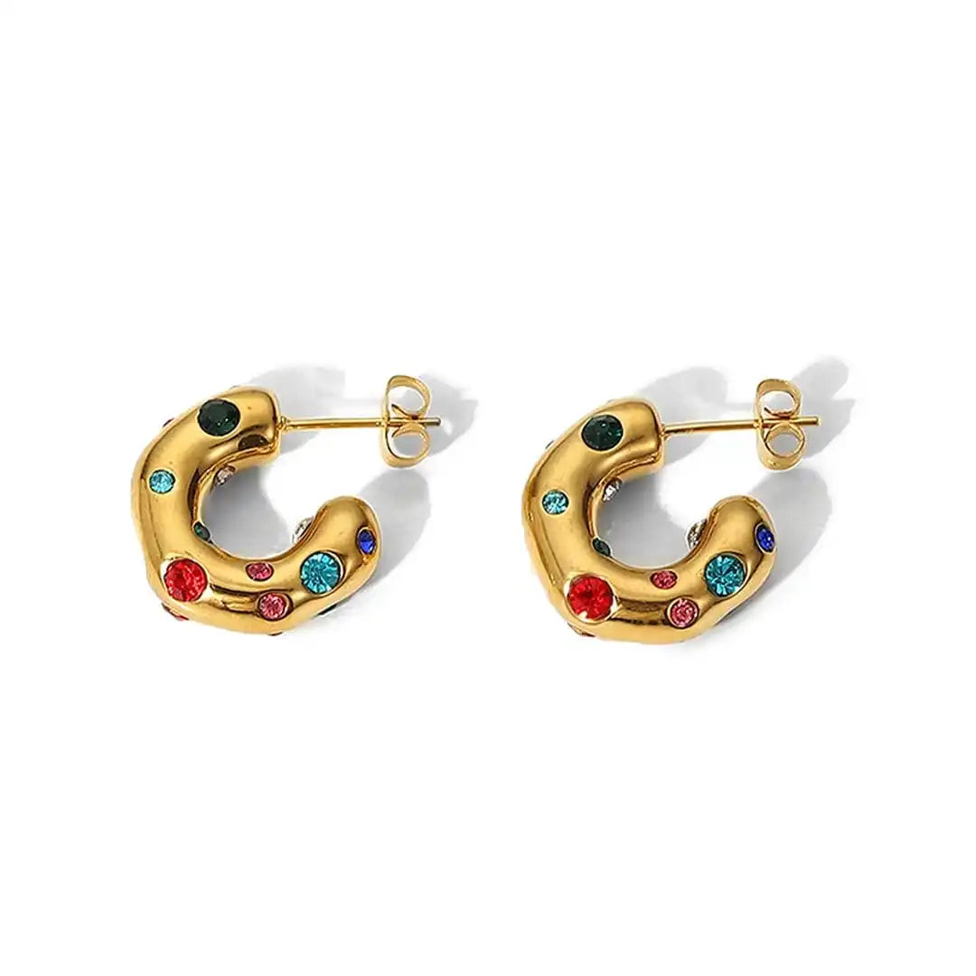 Boucles d'oreilles créoles en zircon doré scintillant